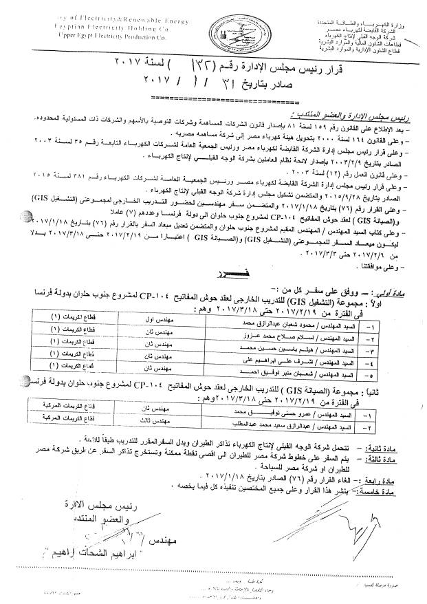 اسماء السادة المهندسين المرشحين للسفر لعقد حوش المفاتيح (cp-104)